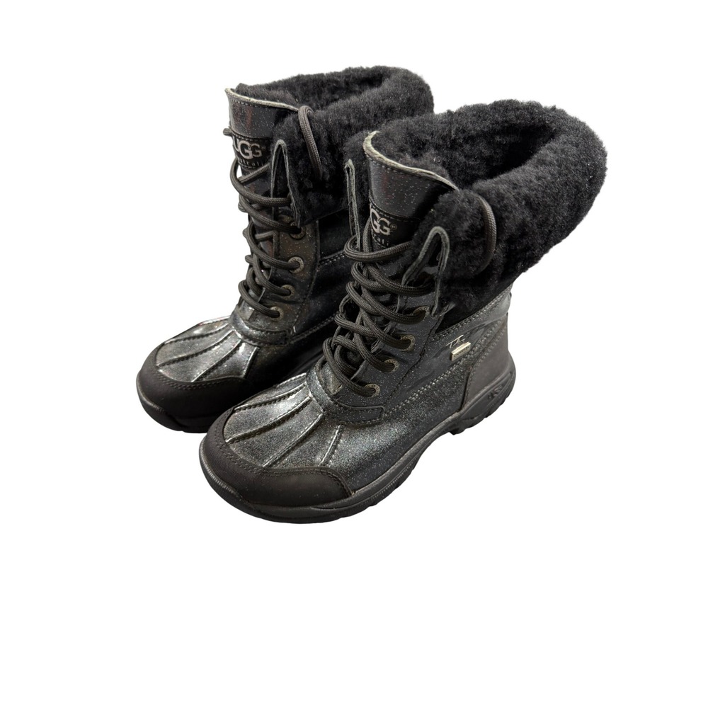 UGG Australia Adirondack II Kids Black Glitter Waterproof Snow Boots 13 1001964